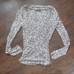 Velvet snake print wrap top